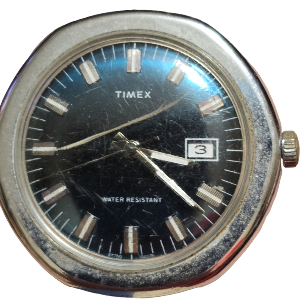 Killer Timex 1976 Vintage Marlin Mens Date Watch Hexagon Stunning Jade Dial L11